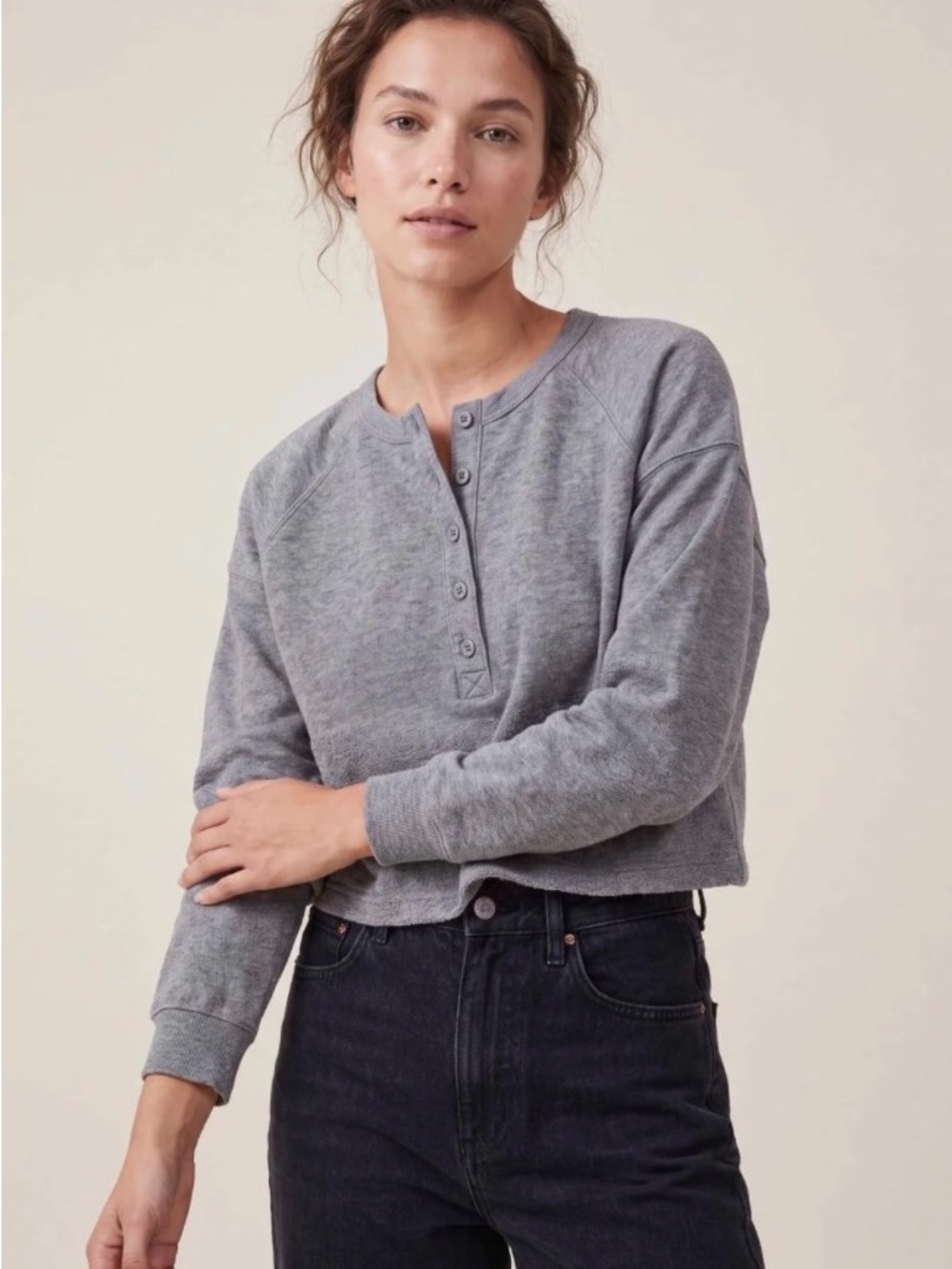 Something Navy gray Henley long sleeve